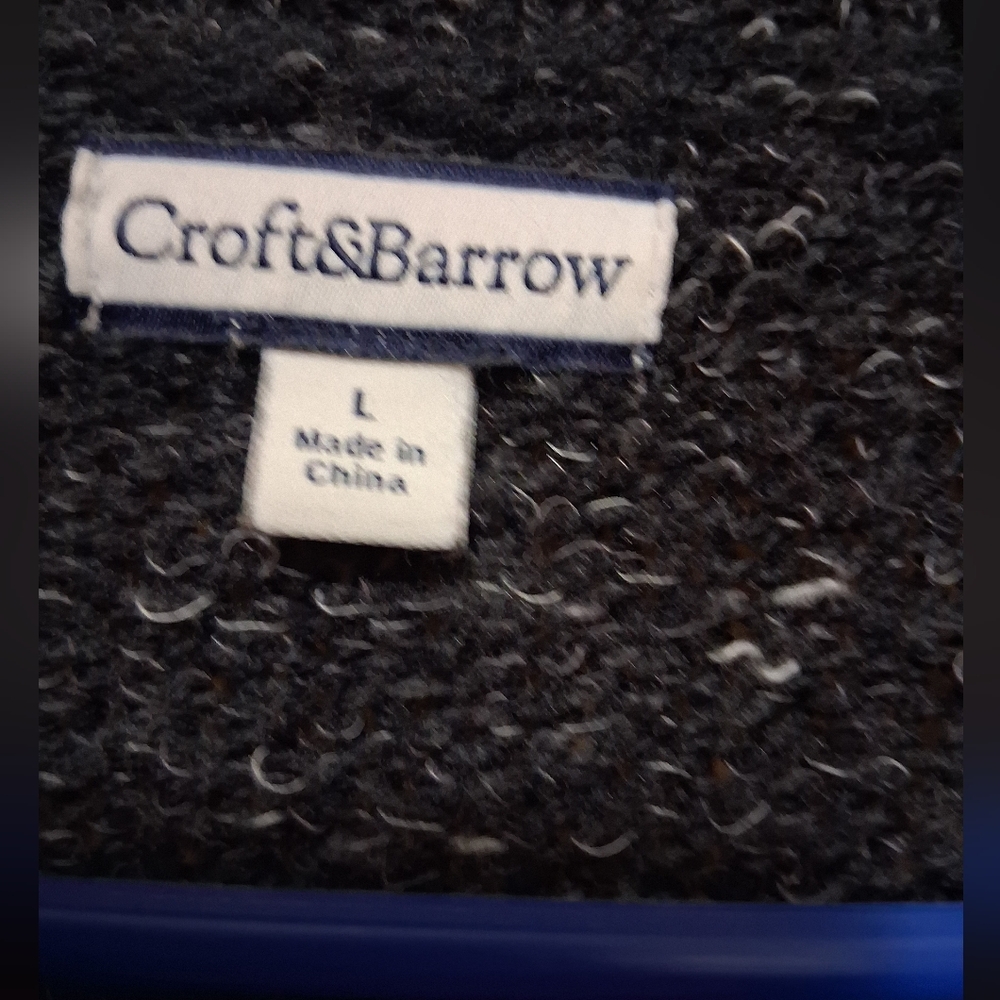 Croft & Barrow Dark Gray Zip-Up  Sweater Size L - Picture 2 of 3